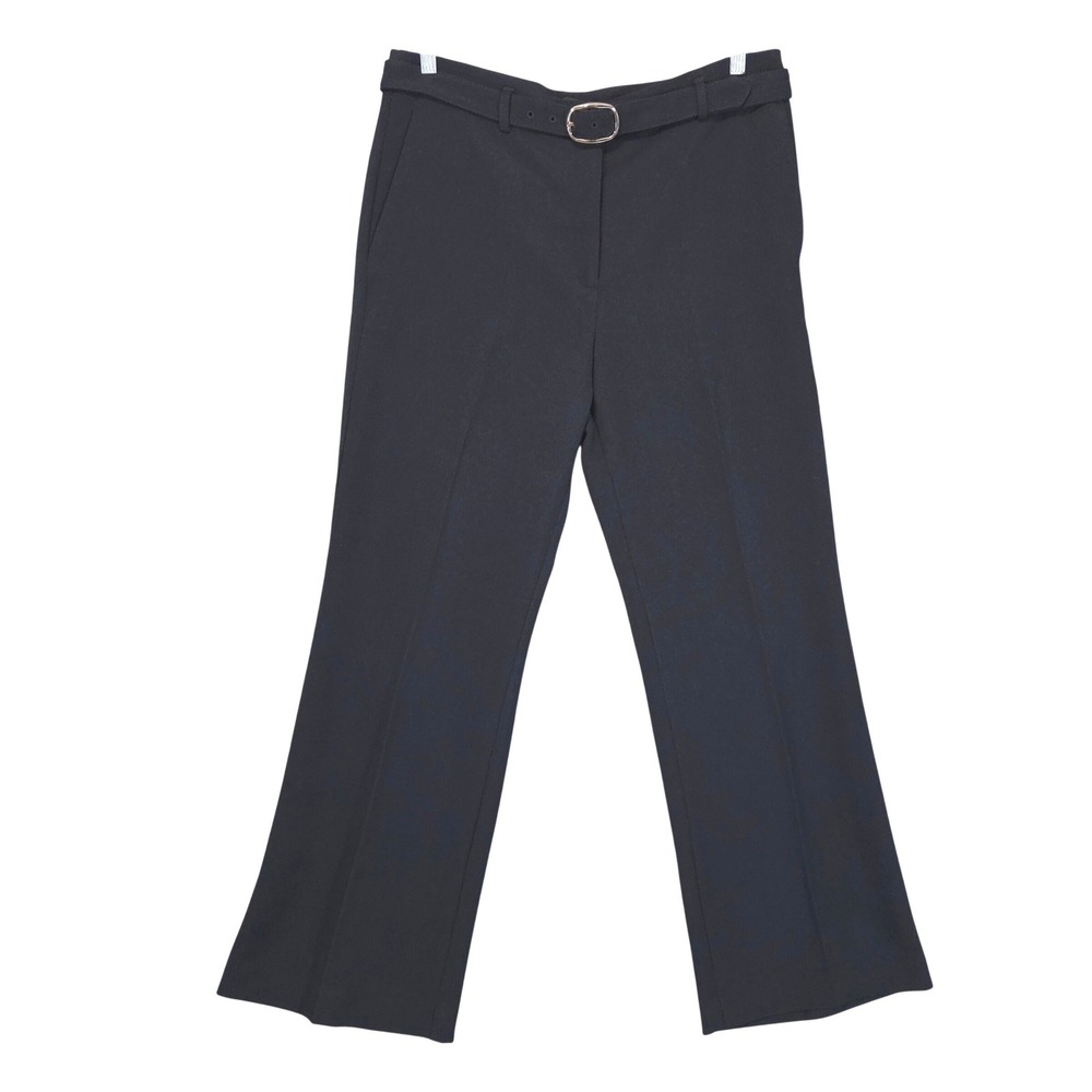 Ann Taylor Belted Straight Leg Trousers Pants Sz 12 NWT Black Career Office Chic